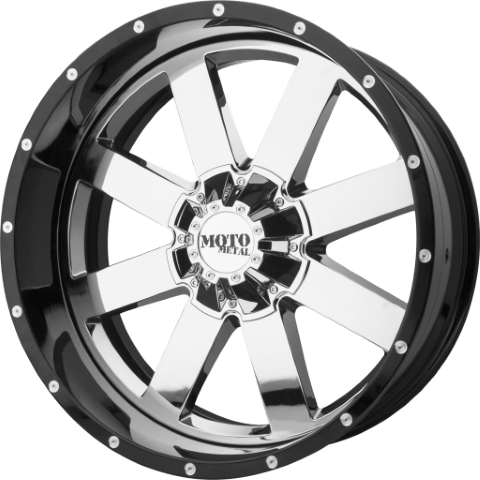 Moto Metal: MO200 Chrome Center Gloss Black Milled Lip