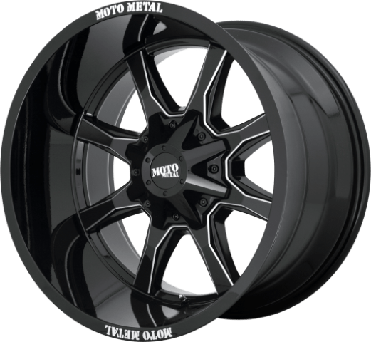 Moto Metal: MO970 Gloss Black Milled Spoke and Moto Metal on Lip
