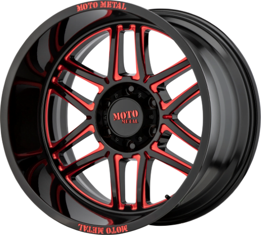 Moto Metal: MO992 Folsom Gloss Black Milled with Red Tint