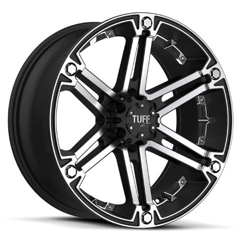 Tuff Wheels: T01 FLAT BLACK with MACHINED FACE & CHROME INSERTS
