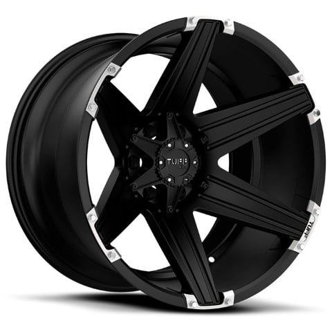 Tuff Wheels: T12 SATIN BLACK with BRUSHED INSERTS