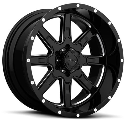 Tuff Wheels: T15 GLOSS BLACK with MILLED SPOKES