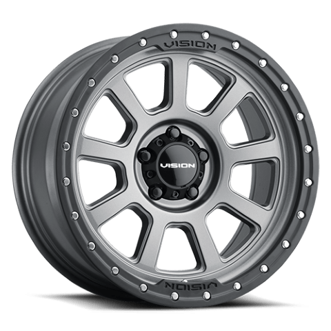 Vision Wheels: Off-road 350 OJOS  SATIN GRAY With SATIN BLACK LIP 18X9
