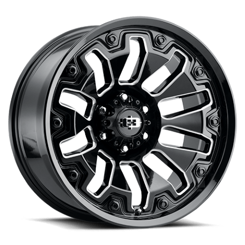 Vision Wheels: Off-road 362 ARMOR GLOSS BLACK MILLED SPOKES-BLACK BOLTS