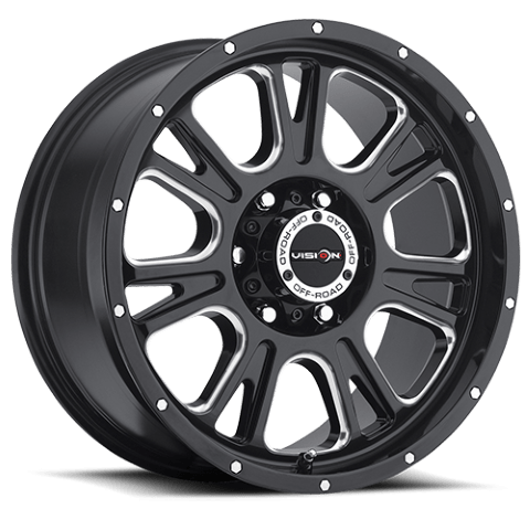 Vision Wheels: Off-road 399 FURY GLOSS BLACK WITH MILLED SPOKE