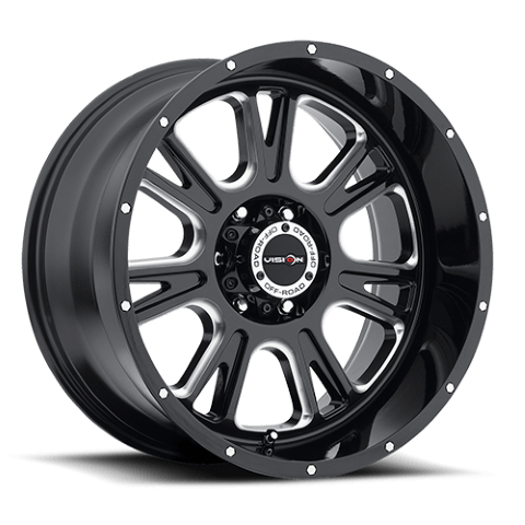 Vision Wheels: Off-road 399 FURY GLOSS BLACK WITH MILLED SPOKES – 20X10