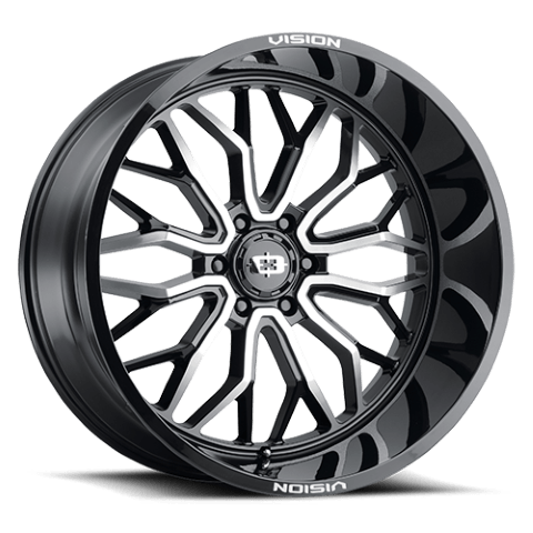 Vision Wheels: Off-road 402 RIOT GLOSS BLACK MACHINED FACE – 24X12