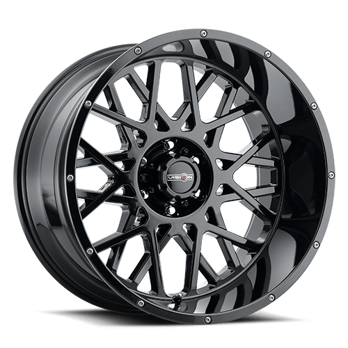 Vision Wheels: Off-road 412 ROCKER GLOSS BLACK With STAINLESS STEEL BOLTS